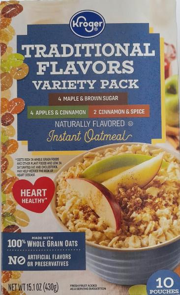 KROGER Instant Oatmeal Traditional Flavors 'Variety' 10 einzel Packs 430 gr